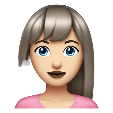  Brunette blue eyed white girl with bangs big lips gorgeous pink outfit  sticker