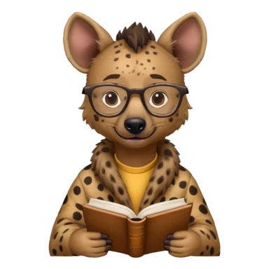 kitap okuyan gözlüklü sırtlan sticker