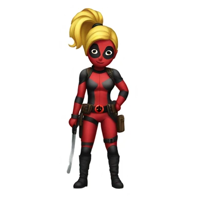 lady deadpool with a high yellow pony tail sticker