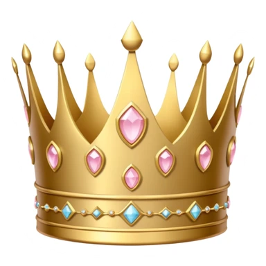 A luxurious golden crown with light pink accents and elegant details, featuring a prominent empty space  sticker