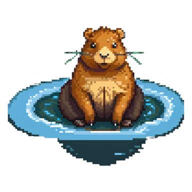 capybara sitting in water sticker