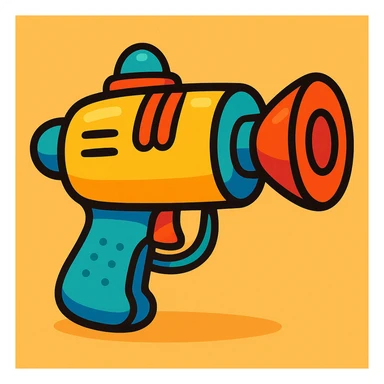 playful cartoon style gun, vibrant toon style sticker