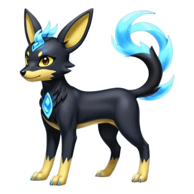 Shiny 4-legged Umbreon-Amaura-Houndoom-Zeraora-fusion, full body sticker