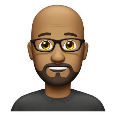 big head Bald brown guy with goatee beard with glasses sticker