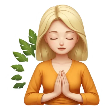 The figure of a bright woman in meditation (simple, abstract), closed eyes, palms are folded in front of the chest sticker