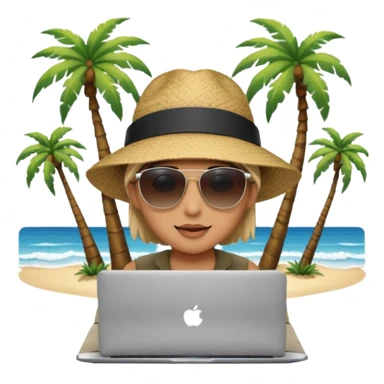  An open laptop on the beach. bildschirm ist schwarz und im hintergrund sind palmen, meer sticker