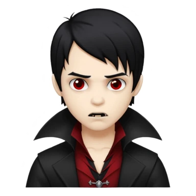 Boy, Vampire, Black Hair, medium long, emo, dark, spooky, clear brown skin sticker