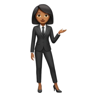 black woman in a smart suit and shoes, professional confident full body emoji style sticker