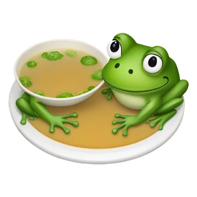 Two frogs with soup sticker