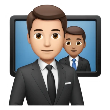 a male news anchor sits, with a screen with a prompter in front of him sticker