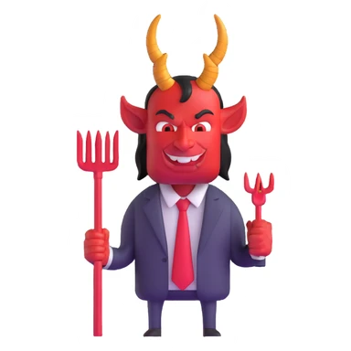 devil businessman with horns and pitchfork selling online courses sticker