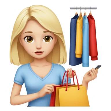 Blonde girl shopping for clothes  sticker