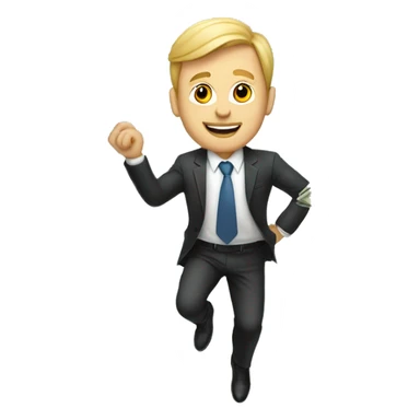 A rich guy in suit flying money  sticker