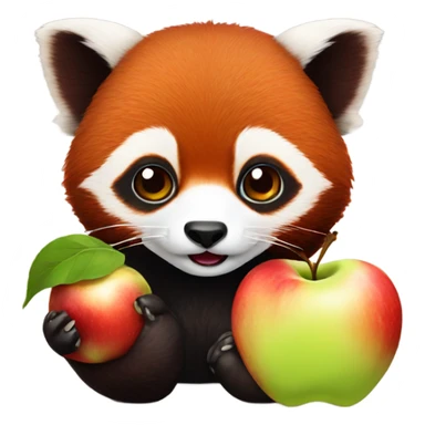 Red panda with apple  sticker
