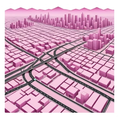 mix pink of a big gps map of the lines sticker