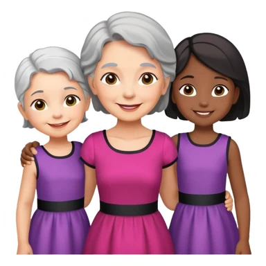 White senior woman with two black little girls  sticker