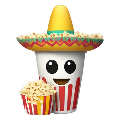 Popcorn bucket wearing a sombrero sticker