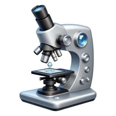 An icon featuring an electronic microscope, a metal alloy, atomic structure symbols, and a crystal structure, symbolizing materials science. The design includes different materials like metals, ceramics and polymers, alongside a stamp representing testing and quality control. Transparent background sticker
