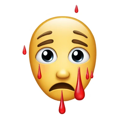 Crying face emoji with red tear drops sticker