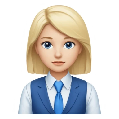 une femme blonde jolie avec une chemise blanche et une veste et cravate bleu sticker