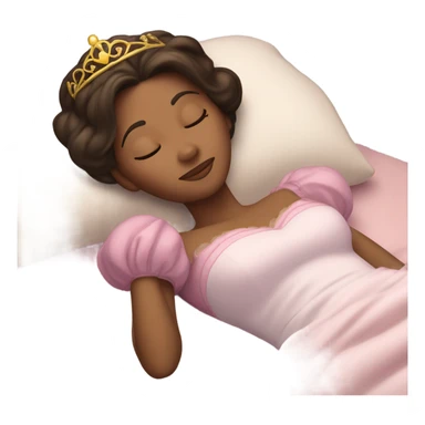 Sleeping brunette beauty princess Disney, bed, white skin sticker