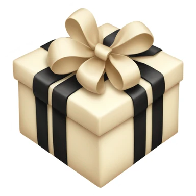 Cream Christmas present with a black ribbon bow on it  sticker