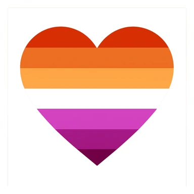 lesbian pride flag, heart shape, bold colors, no text sticker