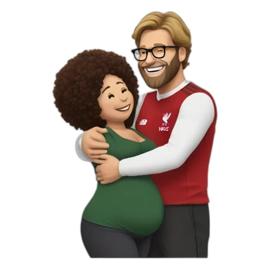 Jurgen klopp hugging Pregnant mo Salah sticker