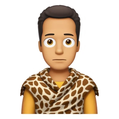 a simpson guy wearing ancient animal skin cloth, half body, icon sticker
