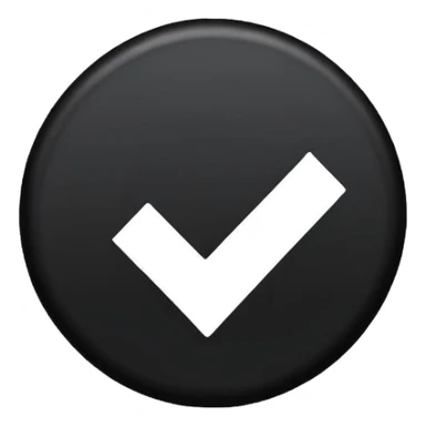 Black circle with a check mark on it sticker