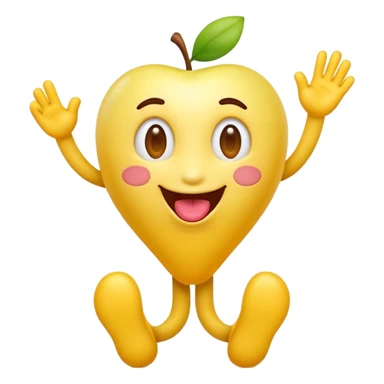 A playful yellow emoji character in official Apple iOS emoji style: smooth gradients, glossy lighting, rounded soft edges, simple facial features, high-resolution 3D-rendered look. The emoji is holding a raised leg and making a silly tongue-out expression. Transparent background. sticker