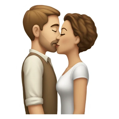 Light skin woman with brown hair kissing white man sticker