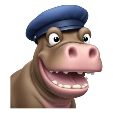 French hungry hungry hippo with mustache and beret  sticker