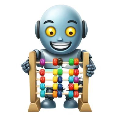 happy robot holding abacus sticker