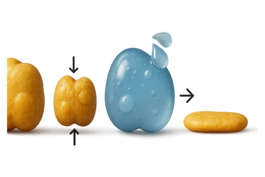 il processo di una cellula adiposa che si sgonfia, si gonfia di acqua e infine si appiattisce, 3d iperrealistica 4k sticker