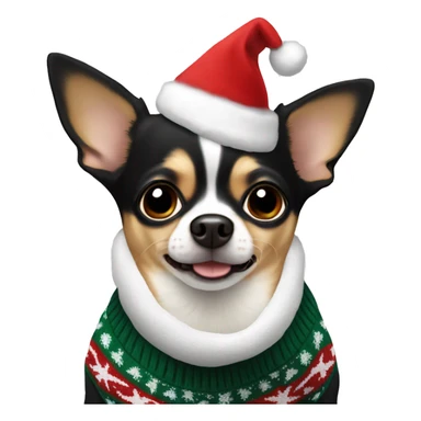 Black, brown and white chihuahua with a Christmas jumper on  sticker