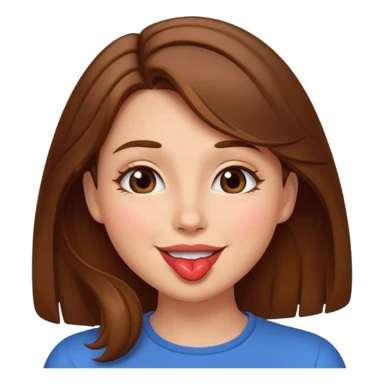 brownhaired woman sending kiss sticker