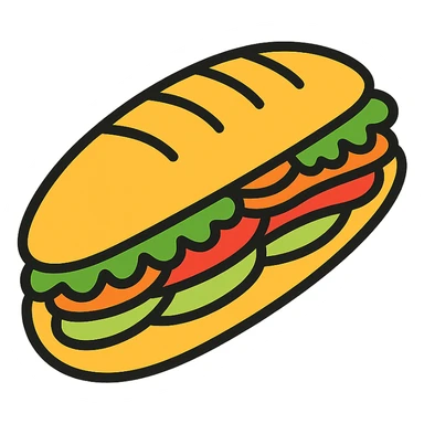 color outline icon of a banh mi sandwich sticker