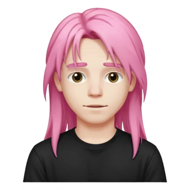 young guy with pink long hair sticker