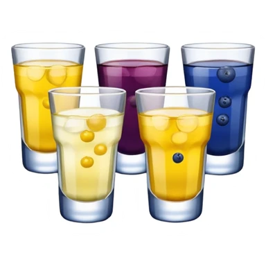 Four, shot glasses with blueberry lemon drop in them  sticker
