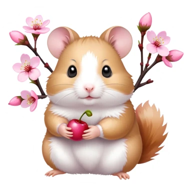 Hamster with cherry blossom sticker