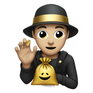 Robber emoji holding a bag with gold sticker