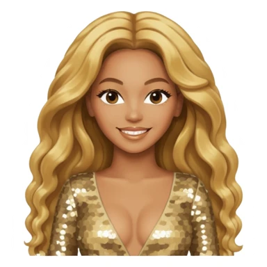 Beyonce Silhouette with long golden blonde hair, ivory sequin outfit  sticker