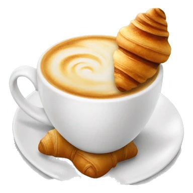 Cup of cappuccino with croissant sticker