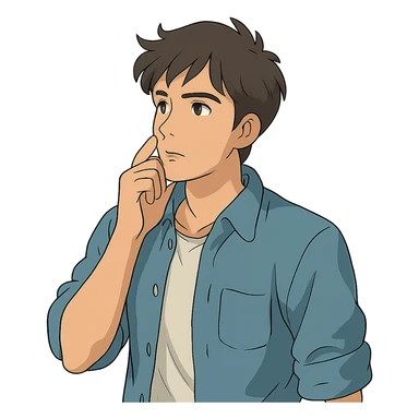 handsome guy, casual clothes, looking thoughtful sticker