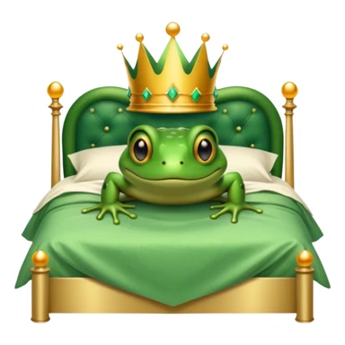 Frog with crown in a double bed  sticker