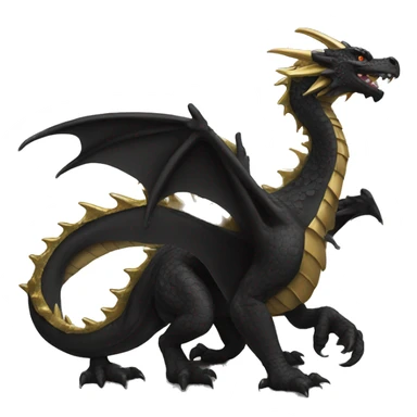 big black dragon and small gold dragon sticker