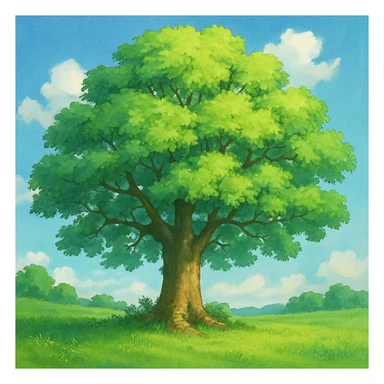 a tree in ghibli style sticker