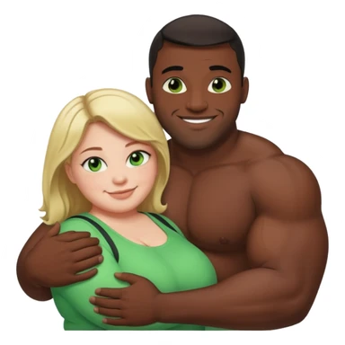 Fat white girl green eyes  hugging muscular black man  sticker