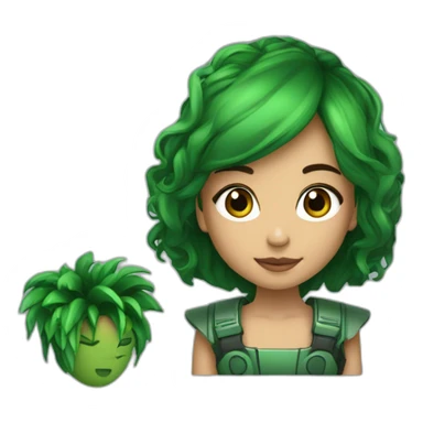 menina de cabelo cacheado castanho com mecha verde sticker